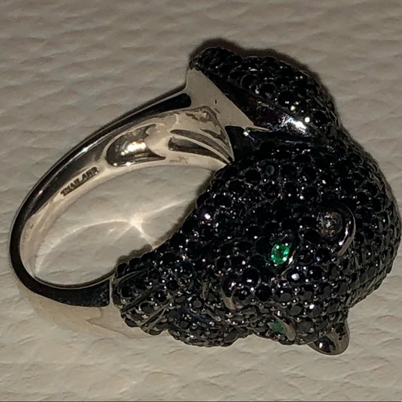 Park Avenue Collection Sterling Silver 5.06ctw Black Spinel Panther Ring Size 8 - Picture 11 of 14
